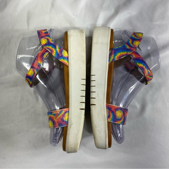 Wonder Nation Multi-Color Spiral Tie-Dye Ankle Strap Open Toe Platform Sandals - Picture 6 of 9